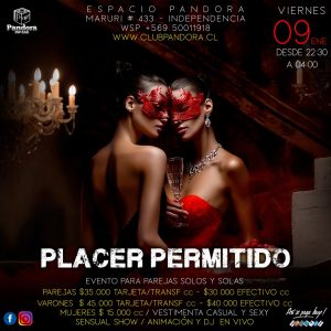 VIERNES 9 DE ENERO UNA JORNADA ESPECIAL PARA COMPARTIR CON AMIGOS , UNA NOCHE PARA DISFRUTAR DE UN * PLACER PERMITIDO* HAZ TU RESERVA SOLO A TRAVES DE NUESTRO WSP +56950011918