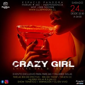 SABADO 24 ,EN PANDORA CLUB ,TE ESPERA UNA NOCHE ESPECIAL , UNA NOCHE * CRAZY GIRLS+ haz tu reserva solo en nuestro wsp +56950011918