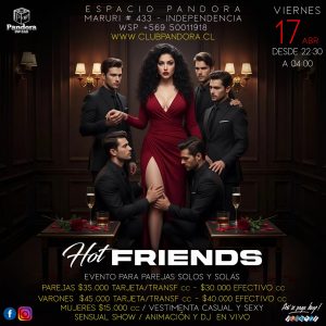 VIERNES 17 , NOCHE DE PAREJAS ,CHICOS Y CHICAS , VEN A DISFRUTAR DE LA COMPAÑIA DE NUEVOS AMIGOS Y DEL MEJOR AMBIENTE SEXY DE SANTIAGO, HAZ TU RESERVA SOLO EN NUESTRO WSP+56950011918